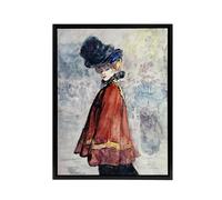 Artery8 Henry Somm Elegant in Red Cape Watercolour Portrait Framed Canvas Art | Size: W12" x H16" Artery8 Multicolor W12" x H16"