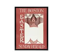 Artery8 Herald Easter Cover Art Nouveau Framed Canvas Wall Art Print Ethel Reed in Red | Size: W12" x H16" Artery8 Red W12" x H16"
