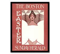 Artery8 Herald Easter Cover Art Nouveau Vintage Framed Wall Art Print Ethel Reed in Red | Size: W12" x H16" Artery8 Red W12" x H16"