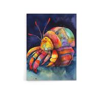 Artery8 Hermit Crab Colourful Folk Art Canvas Wall Art Print | Size: W12" x H16" Artery8 Multicolor W12" x H16"