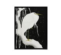Artery8 Heron In Snow Covered Tree Branch Framed Canvas Wall Art Print Koson in Black | Size: W18" x H24" Artery8 Black W18" x H24"