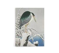 Artery8 Heron In Snow Vintage Bird Ukiyo E Canvas Wall Art Print Koson in Green | Size: W24" x H32" Artery8 Green W24" x H32"