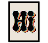 Artery8 Hi Midcentury Modern Rainbow Font Typography Framed Wall Art Print 12X16"