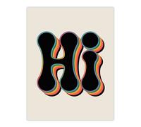 Artery8 Hi Midcentury Modern Rainbow Font Typography Wall Art Print | Size: W18" x H24" Artery8 Multicolor W18" x H24"