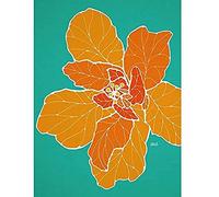 Artery8 Hibiscus Flower Orange Illustration Painting Unframed Wall Art Print Poster Home Decor Premium