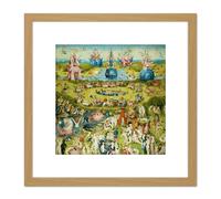 Artery8 Hieronymus Bosch Garden Earthly Delights Painting 8X8 Inch Square Wooden Framed Wall Art Print Picture with Mount in Light Oak Artery8 Light Oak