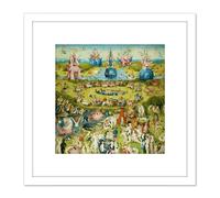Artery8 Hieronymus Bosch Garden Earthly Delights Painting 8X8 Inch Square Wooden Framed Wall Art Print Picture with Mount in White Artery8 White