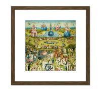 Artery8 Hieronymus Bosch Garden Earthly Delights Painting 8X8 Inch Square Wooden Framed Wall Art Print Picture with Mount in Brown Artery8 Brown