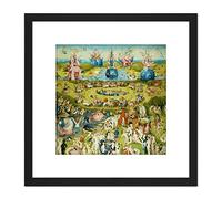 Artery8 Hieronymus Bosch Garden Earthly Delights Painting 8X8 Inch Square Wooden Framed Wall Art Print Picture with Mount