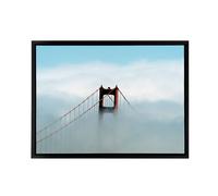 Artery8 Highsmith Photo Golden Gate Bridge Fog Framed Canvas Wall Art Print in Blue | Size: W18" x H24" Artery8 Blue W18" x H24"
