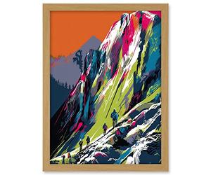 Artery8 Hikers on Helvellyn Mountain Ridge Landscape Artwork Framed A3 Wall Art Print