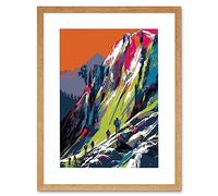 Artery8 Hikers on Helvellyn Mountain Ridge Landscape Artwork Framed Wall Art Print 12X16 Inch