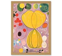 Artery8 Hilma Af Klint Group IV No 7 Ten Largest Adulthood Abstract Artwork Framed Wall Art Print A4 in Light Oak Artery8 Light Oak