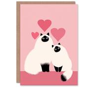 Artery8 Himalayan Cats Animals in Love Modern Illustration Personalised Valentine's Day Card