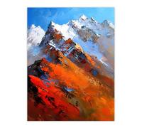 Artery8 Himalayan Mountain Range Palette Knife Painting Living Room Large Wall Art Poster Print Thick Paper 18X24 Inch