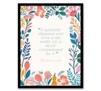 Artery8 Hinduism Illuminated Soul Bhaskarananda Veda Hindu Faith Gods Inspirational Quote Floral Artwork Artwork Framed Wall Art Print 18X24 Inch