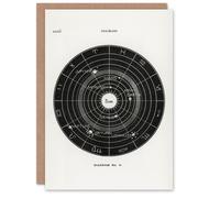 Artery8 Hiram Butler Art Card Vintage Solar System Zodiac Diagram in White Artery8 White