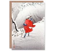 Artery8 Hiroaki Takahashi Art Card Snowy Evening On A Mountain Path in Red Artery8 Red