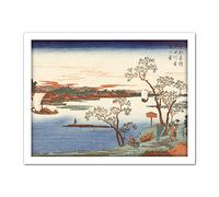 Artery8 Hiroshige Cherry Trees In Leaf Along Sumida River Artwork Framed Wall Art Print 18X24 Inch