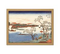 Artery8 Hiroshige Cherry Trees In Leaf Along Sumida River Artwork Framed Wall Art Print 18X24 Inch