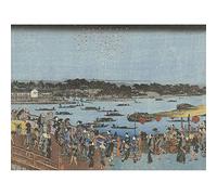 Artery8 Hiroshige Fireworks At The Ryogoku Bridge Art Print Canvas Premium Wall Decor Poster Mural