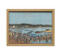 Artery8 Hiroshige Fireworks At The Ryogoku Bridge Artwork Framed Wall Art Print 18X24 Inch