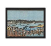 Artery8 Hiroshige Fireworks At The Ryogoku Bridge Artwork Framed Wall Art Print 18X24 Inch