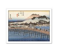 Artery8 Hiroshige Kyoto The Big Bridge At Sanjo Landscape Artwork Framed Wall Art Print 18X24 Inch