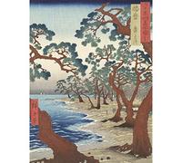 Artery8 Hiroshige Maiko Beach In The Province Of Harima Premium Wall Art Canvas Print 18X24 Inch