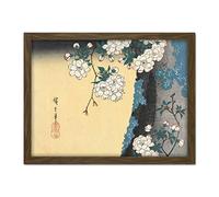 Artery8 Hiroshige Mossy Trunk And Cherry Blossoms Artwork Framed Wall Art Print 18X24 Inch