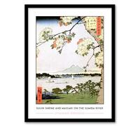 Artery8 Hiroshige Suijin Shrine And Massaki On Sumida River Living Room Artwork Framed Wall Art Print A4