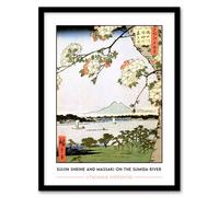 Artery8 Hiroshige Suijin Shrine & Massaki On Sumida River Framed Art Print in Light Blue | Size: W12" x H16" Artery8 Light Blue W12" x H16"