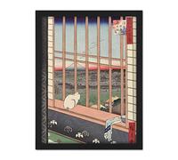 Artery8 Hiroshige Temple Torinomachi Asakusa Landscape Artwork Framed Wall Art Print 18X24 Inch
