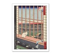Artery8 Hiroshige Temple Torinomachi Asakusa Landscape Artwork Framed Wall Art Print 18X24 Inch