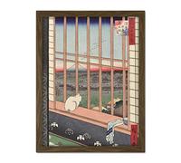 Artery8 Hiroshige Temple Torinomachi Asakusa Landscape Artwork Framed Wall Art Print 18X24 Inch