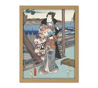 Artery8 Hiroshige The Elegant Prince Genji In Suma Artwork Framed Wall Art Print 18X24 Inch