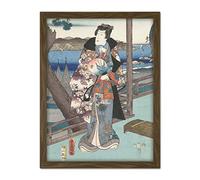 Artery8 Hiroshige The Elegant Prince Genji In Suma Artwork Framed Wall Art Print 18X24 Inch