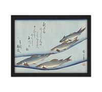 Artery8 Hiroshige Trout Animals Fish Japanese Artwork Framed Wall Art Print 18X24 Inch