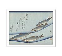 Artery8 Hiroshige Trout Animals Fish Japanese Artwork Framed Wall Art Print 18X24 Inch