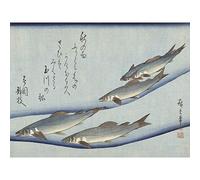 Artery8 Hiroshige Trout Animals Fish Japanese Premium Wall Art Canvas Print 18X24 Inch