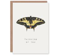 Artery8 Hoefnagel Personalised Sympathy Card Yellow Swallowtail Butterfly Thinking Of You