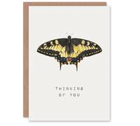 Artery8 Hoefnagel Sympathy Card Yellow Swallowtail Butterfly Thinking Of You