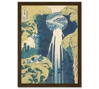 Hokusai Amida Falls Kisokaido Road Japan Waterfall Painting Artwork Framed Wall Art Print A4 Artery8 Brown One Size