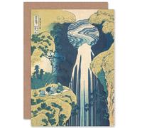 Artery8 Hokusai Amida Falls Kisokaido Road Japan Waterfall Fine Art Greeting Card Plus Envelope Blank Inside