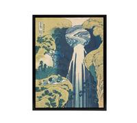 Artery8 Hokusai Amida Waterfall Japanese Framed Canvas Wall Art Print | Size: W18" x H24" Artery8 Multicolor W18" x H24"
