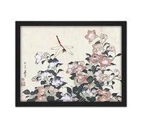 Artery8 Hokusai Balloon Bell Dragonfly Japanese Painting Artwork Framed Wall Art Print 18X24 Inch