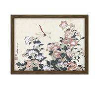 Artery8 Hokusai Balloon Bell Dragonfly Japanese Painting Artwork Framed Wall Art Print 18X24 Inch