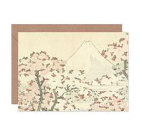 Artery8 Hokusai Fuji And Cherry Blossom Japanese Painting Fine Art Greeting Card Plus Envelope Blank Inside