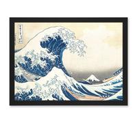 Artery8 Hokusai Great Wave Off-Kanagawa Mount Fuji Japan Tsunami Iconic A4 Artwork Framed Wall Art Print in Black Artery8 Black