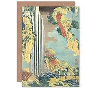 Artery8 Hokusai Japanese Ono Waterfall Kisokaido Sealed Greeting Card Plus Envelope Blank inside